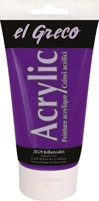 Produktbild von KREUL 28529 - El Greco Acrylic, 150 ml Tube in brillantviolett, hochpigmentierte, glänzende Acrylfarbe in Studienqualität, buttrig vermalbar, für pastose Malerei