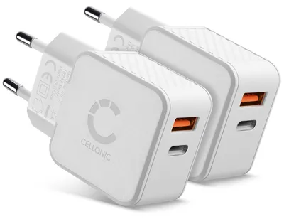 Produktbild von CELLONIC 2 Fach USB Ladegerät für mit USB PD Power Delivery 20W - 3.1A Schnellladegerät Mehrfachstecker USB Netzteil Ladeadapter Steckdose Netzstecker USB Charger Ladestecker