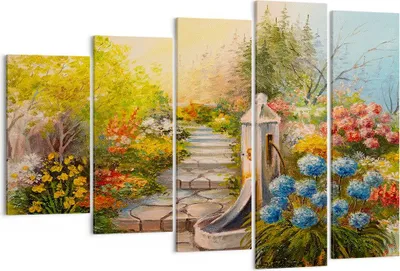 Produktbild von Bild auf Leinwand - Leinwandbild - Garten Blumen Sommer - 150x100cm - Wand Bild - Wanddeko - Leinwanddruck - Bilder - Kunstdruck - Wanddekoration - Leinwand bilder - Wandkunst - EG150x100-3694