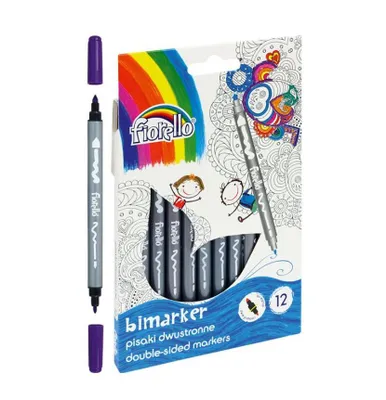 Zdjęcie produktu dla Pisaki Fiorello Bimarker Dwustronne - 12 Kolorów, Idealne Do Szkoły I Pracy
