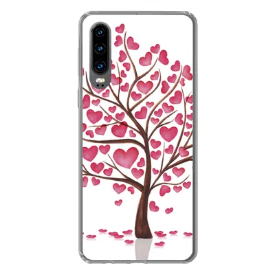 Produktbild von MuchoWow® Handyhülle Schutzhülle Hülle für Huawei P30 Eine Illustration eines Baumes mit Herzen Silikon Softcase Handy Hülle - Kartenbesitzer