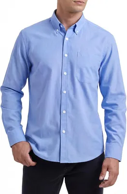 Produktbild von Oxford Hemd Herren langarm, normale Passform, unifarben, Button-Down, mit Tasche, für Alltag