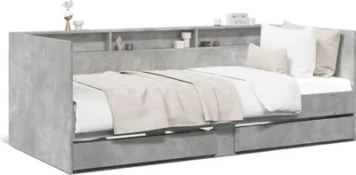 Produktbild von vidaXL Tagesbett mit Schubladen ohne Matratze Betongrau 75x190 cm