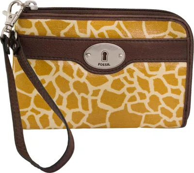Zdjęcie produktu dla Portfel damski Fossil Wmns Skórzany portfel na klucze z zamkiem błyskawicznym i kopertówką Giraffe Brown