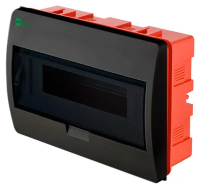 Aufputz und Unterputz / Sicherungskasten / Verteilerkasten / IP 40 / 1-Reihig für 12 Module / mit PE-/N-Klemmen / modernes schwarz