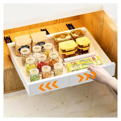 Produktbild von Teleskopschublade für die Küche, Ausziehbarer Schrankorganizer 32 cm-50 cm