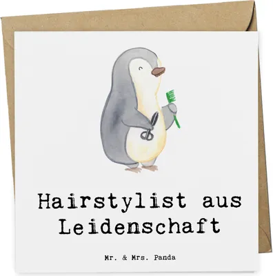 Produktbild von Mr. & Mrs. Panda Grußkarte Hairstylist Leidenschaft - Weiß - Geschenk, Friseursalon, Klappkarte, Frisör, doppelkarte, Witzig, Spruch, Jubiläum, Glückwunschkarte, Barbier