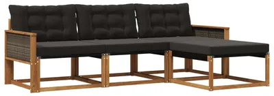 Immagine prodotto di vidaXL Set di divani da esterno, 4 pezzi, colore naturale e nero