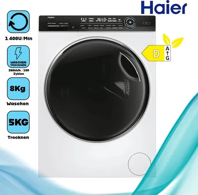 Zdjęcie produktu dla Haier I-Pro Series 7 HWD80-B14979, Od przodu, Wolnostojący, Biały, Lewy, Czarny, Czarny