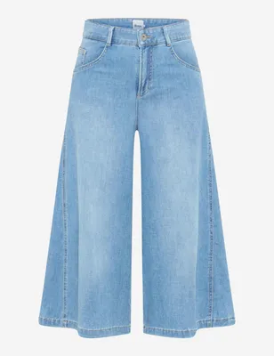 Produktbild von Brax Damen Hosenrock Melli S aus Denim, Wide Leg, verkürzte Schrittlänge, helle Waschung