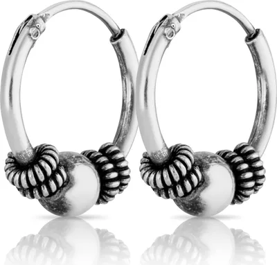 Produktbild von Paar Bali Creolen 12mm aus 925 Sterling Silber Mittelalter Gothic Ohrringe 2646