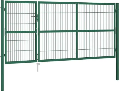 Obrázok produktu pre vidaXL Záhradná brána so stĺpikmi 350x140 cm oceľová zelená