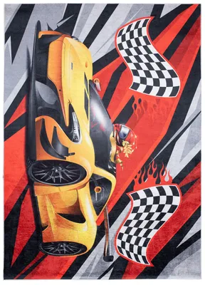 Obrázek produktu pro Dětský koberec Mazovia s motivem silnic, červený, 80 x 150 cm, s krátkým vlasem, snadno udržovatelný, herní koberec do dětského pokoje
