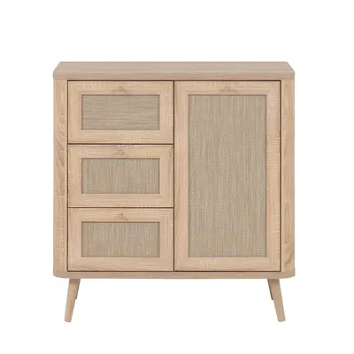 Produktbild von Anrichte, 1 Tür, 3 Schubladen, mit Rohrgeflecht - L81 cm