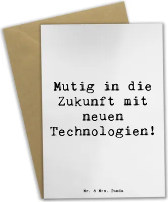 Produktbild von Mr. & Mrs. Panda Grußkarte Spruch Neuen Technologien begegnen - Weiß - Geschenk, neujahrskarte, Lernreise, positivity, Vertrauem, Zuversicht, digitale Welt, Trost, Mut