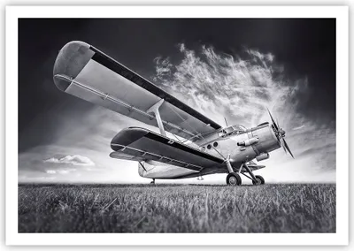 Produktbild von Poster - Poster ohne Rahmen - Flugzeug An-2 Schwarzweiß - 100x70 cm - Wand Bild - Wanddeko - Wandbilder - Kunstposter - Wandposter - Bilder - Kunstdruck - Wanddekoration - Wandbild - P2XAA100x70-4363
