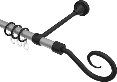 Produktbild von Interdeco Gardinenstange / Vorhangstange Silbergrau / Schwarz, Typ Primus Allegra (Spirale), 16 mm Ø 1-läufig, 320 cm