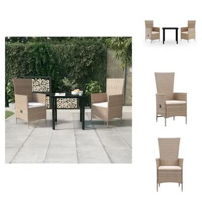 Image de vidaXL Ensemble de jardin 3 pièces avec coussins Beige - Ensemble de meubles de jardin