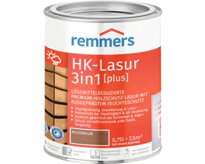 Immagine prodotto di Remmers HK-Lasur 3in1 [plus] noce 750 ml