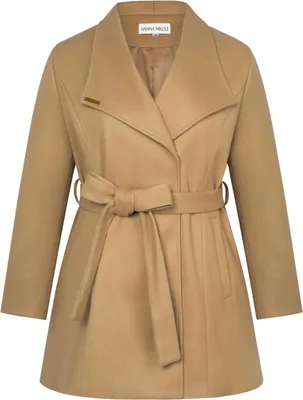 Immagine prodotto di Hanna Nikole cappotto da donna con cintura Elegante marrone caldo taglia 50