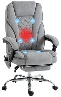 Productafbeelding van Ergonomische bureaustoel met massagefunctie, voetensteun, draaifunctie en wielen, grijs