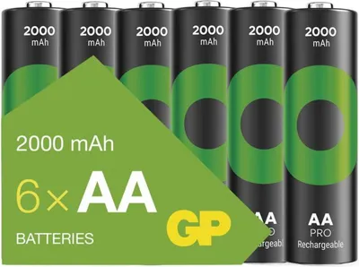 Zdjęcie produktu dla GP Batteries ReCyko Pro B2620V, 2000 mAh, Niklowo-metalowo-wodorkowa (NiMH), AA, 1,2 V, Czarny, Zielony, 6 szt.