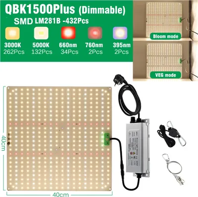 Obrázek produktu pro Stmívatelná LED lampa na rostliny, nastavitelné spektrum, energeticky úsporná, QBK1500Plus-DIM