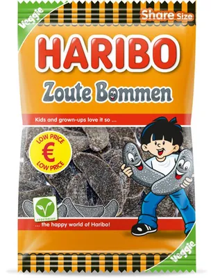 Zdjęcie produktu dla Haribo Zoute Bommen 160g – słone cukierki lukrecjowe, oryginalna jakość