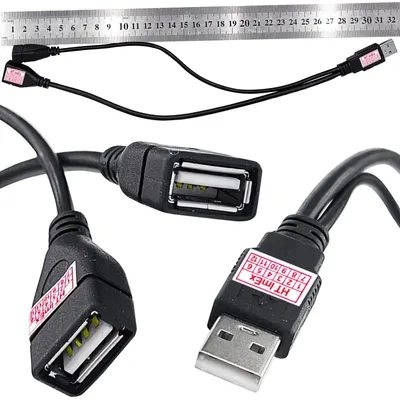 Produktbild von USB Stecker Zu 2Dual Buchse Jack Y-Verteiler HUB Power Kabel Adapter für Notebook