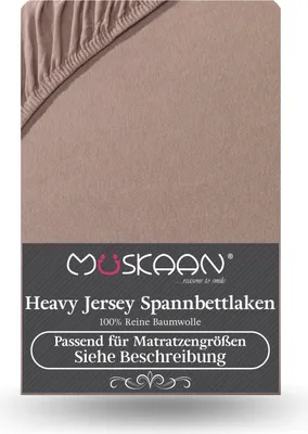 Produktbild von Heavy Jersey Spannbettlaken 120x200 cm - 130x200 cm 100% Baumwolle 160 g/m² nougat
