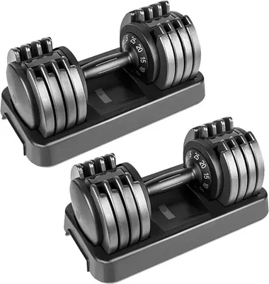 Image de Clover Fitness - Lot de 2 haltères réglables de 5 kg à 25 kg Poids d'entraînement pour la maison