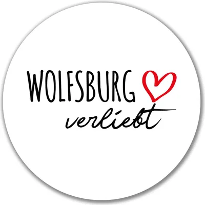 Produktbild von Huuraa Aufkleber Wolfsburg verliebt 10cm rund Sticker Geschenkidee