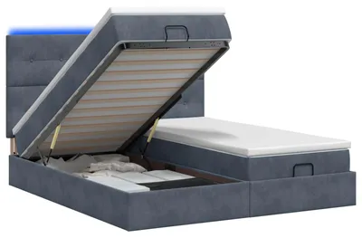 Obrázok produktu pre Postel s úložným priestorom a LED matracom, tmavosivá, 180 x 200 cm