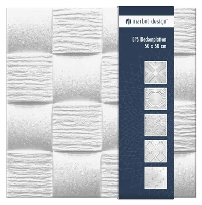 Immagine prodotto di Pannelli per soffitti 50x50 cm in polistirene espanso (EPS), colore bianco, 34 decorazioni, rivestimento per soffitti Marbet