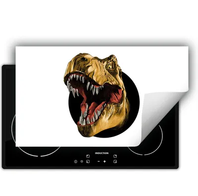 Produktbild von DarHaus Herdabdeckplatte 90x52 cm Anti Rutsch Matte Aufrollbar, Dinosaurier