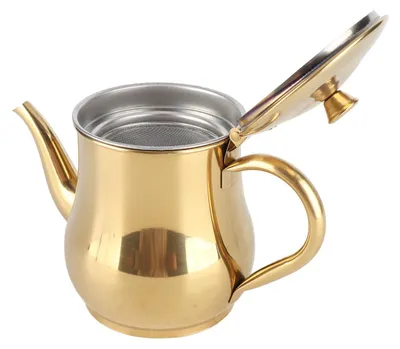 Zdjęcie produktu dla 500 ml czajnik do kawy i herbaty ze stali nierdzewnej z pojemnikiem na herbatę do kuchni kawowej Gold