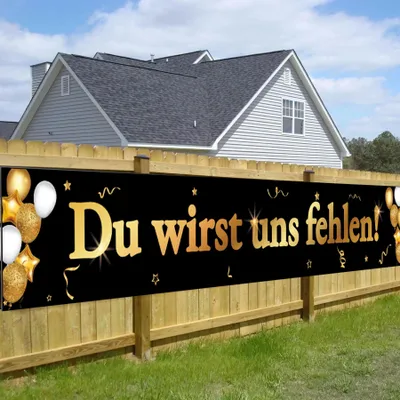 Abschiedsbanner 'Du wirst uns vermissen', 40x270 cm, schwarz