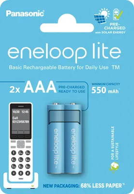 Obrázek produktu pro Panasonic | AAA | 550 mAh | 2 kusy | ENELOOP Lite BK-4LCCE/2DE