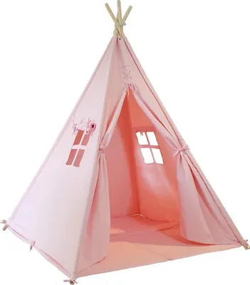 Produktbild von SUNNY Alba Tipizelt für Kinder in Rosa |  / Tipi / Wigwam Zelt mit Boden für Kinderzimmer | Spielzelt aus Baumwolle 120x120 cm