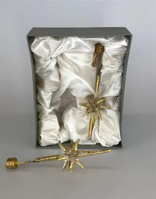 Produktbild von Gilde 2-er Set Sterne Baumschmuck gold H: 15cm