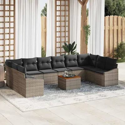 Zdjęcie produktu dla Maison Exclusive - Zestaw Sof na Ogród z przechowywaniem 11 pcs Szary polirattan