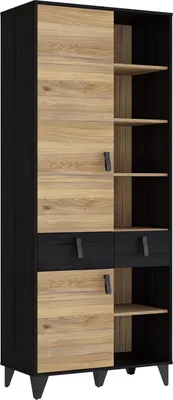 Produktbild von Regal LYA LYAR721 Bücherregal Regalschrank 83x201x41,5 cm mit 2 Türe 2 Schubladen