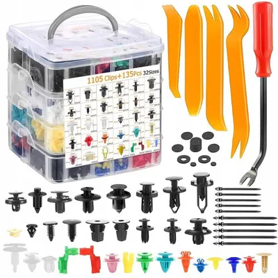 Produktbild von 1240 Stück Clips und Stifte für Autopolsterung, 5 Werkzeuge