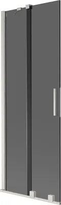 Produktbild von Mexen Velar Badezimmerspritzschutz 2-flügelig, 75 x 150 cm, Graphit, Gebürstetes Nickel - 896-075-000-41-97