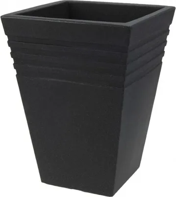 Produktbild von Blumentopf Kunststoff Pflanztopf anthrazit 28x28 cm quadratisch Streifen Stein Optik Topf