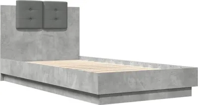 Zdjęcie produktu dla vidaXL Rama łóżka z zagłówkiem betonowa szara 75x190 cm materiał drewnopochodny
