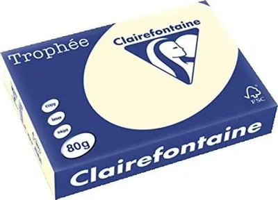 Produktbild von Clairefontaine Trophee Pack mit 500 Blatt Farbpapier 80 g A4 5er-Set elfenbeinfarben