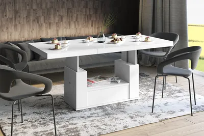 Produktbild von Design Couchtisch Tisch HM-111 Hochglanz Schublade höhenverstellbar ausziehbar Esstisch