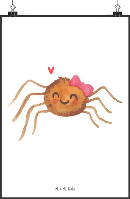 Produktbild von Mr. & Mrs. Panda Bild Spinne Agathe Freude DIN A0 - Weiß - Geschenk, Wandbild, Plakat, drucke, wanddeko, Beliebte, Viral, Viraler Hit, Trend, Wanddekoration