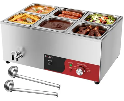 Elektrischer Bain Marie Buffetwärmer, 6 x GN 1/6, 1500 W, 30-85 °C
